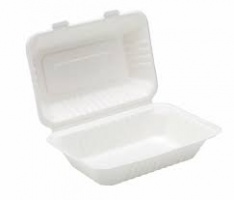 Compostable White Clamshell Boxes 9'' x 6'' -Case of 250